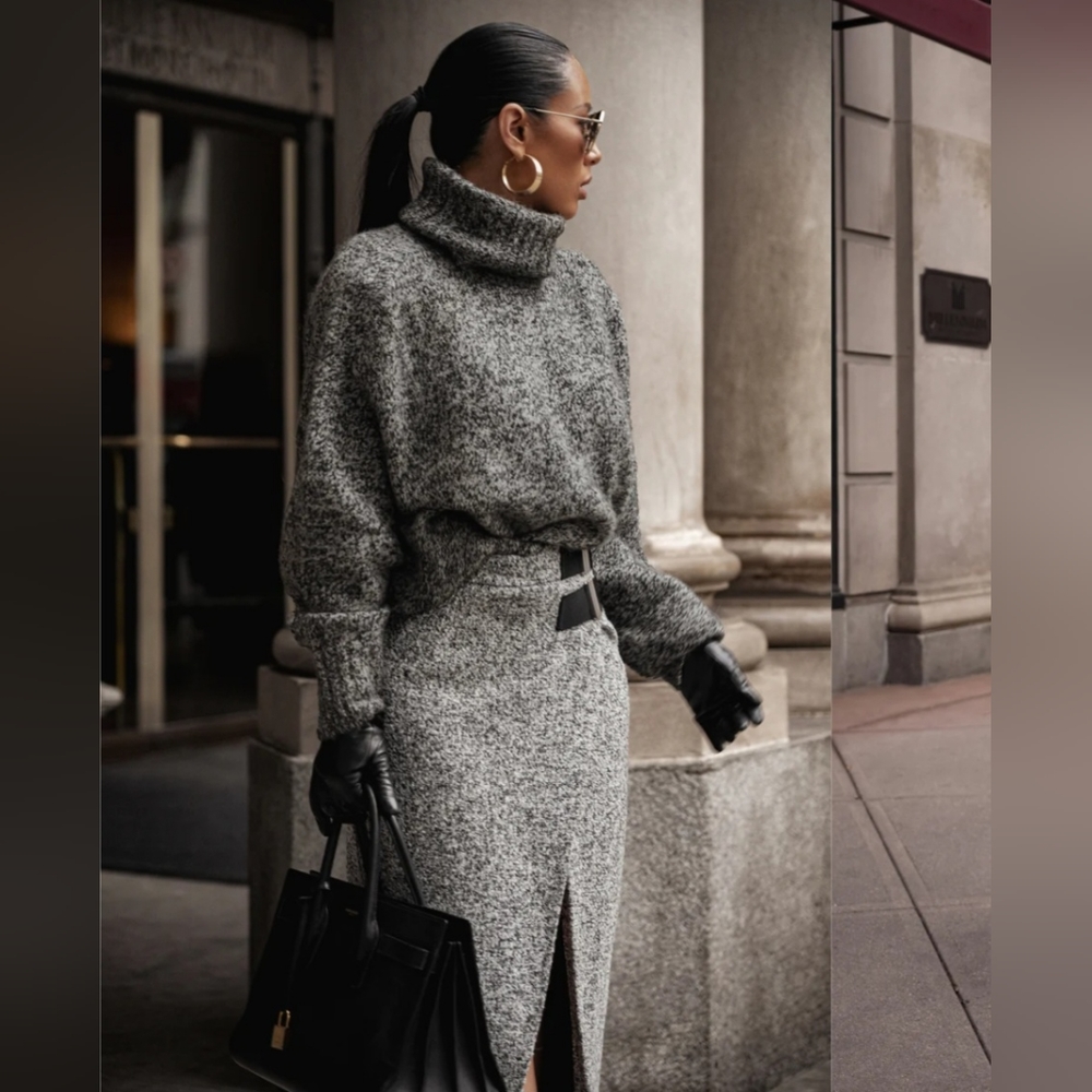 JLUXLABEL GREY BEGINNINGS SWEATER KNIT TURTLENECK